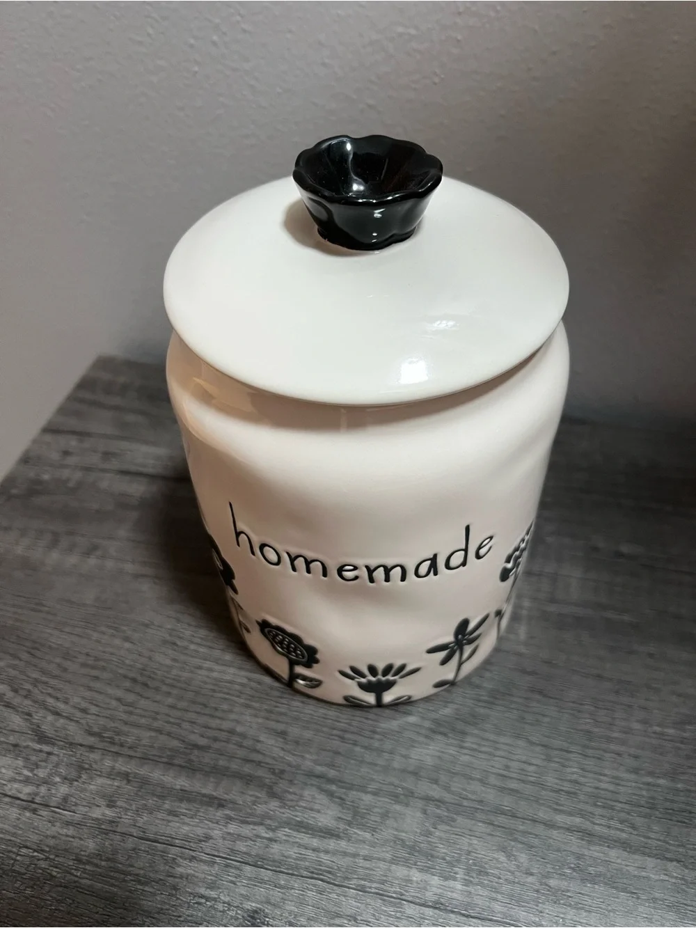 Rae Dunn White Ceramic Lid with Black Logo